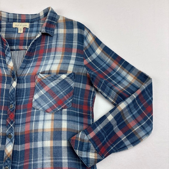 Anthropologie~ Cloth & Stone Women’s Small Soft Long Sleeve Plaid Button Up Top - Picture 5 of 12